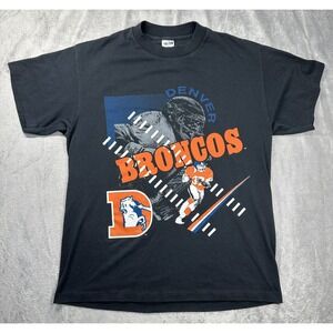 Vintage Denver Broncos Shirt Mens Small Black NFL Football Single Stitch 80s 90s